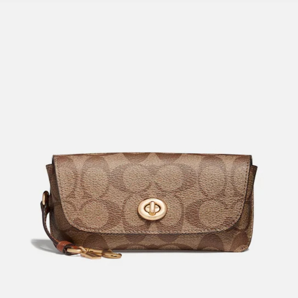 NWT Coach Sunglass Case in Signature Canvas - Khaki and Brown